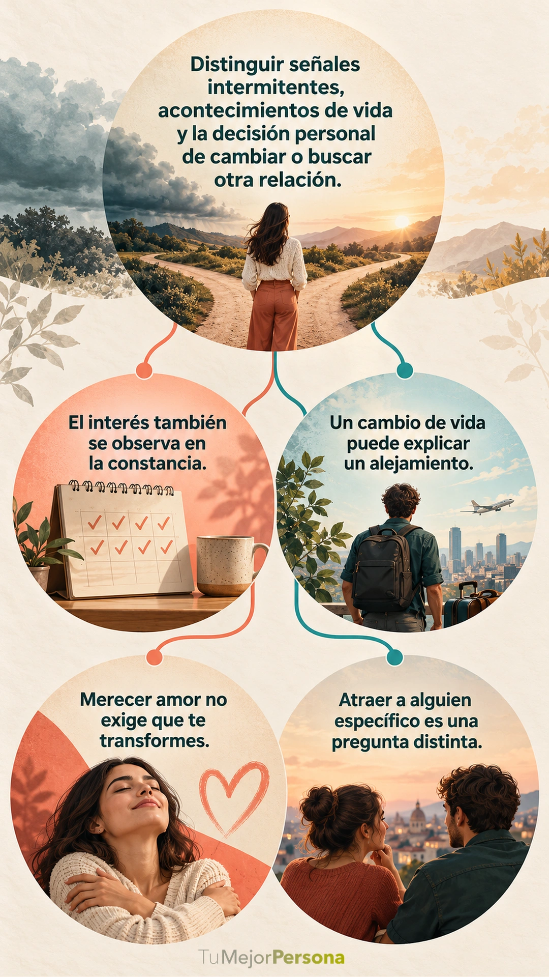 Mapa visual de la constancia, los cambios de vida y la diferencia entre merecer amor y atraer a una persona concreta.